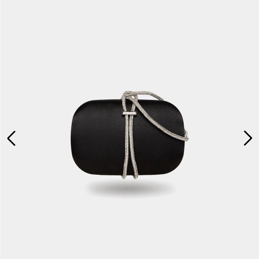 Black Satin Minaudiere With Jewelled Handle clutch /purse